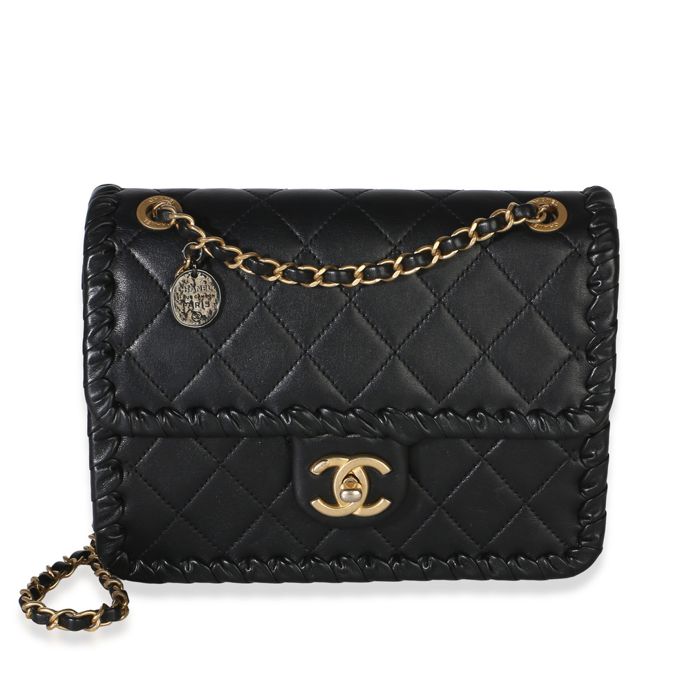 Chanel Black Braided Quilted Calfskin Small My Own Frame Flap Bag